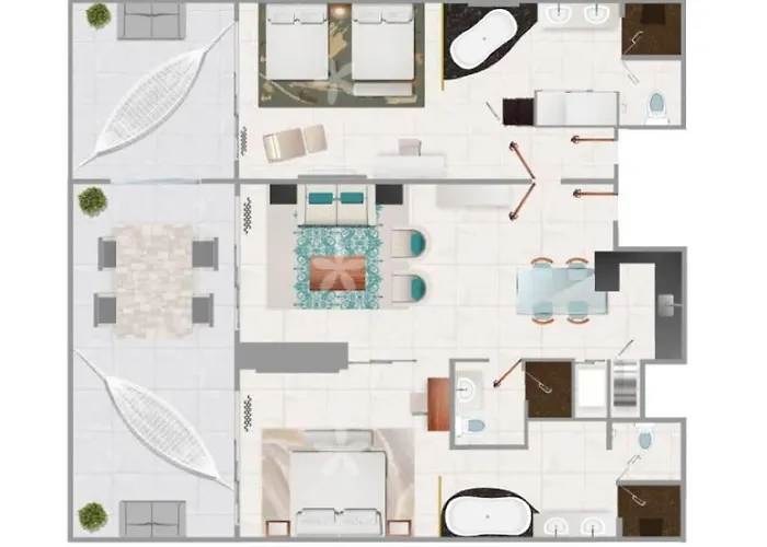 2 Bed 2 Bath Luxury Hotel